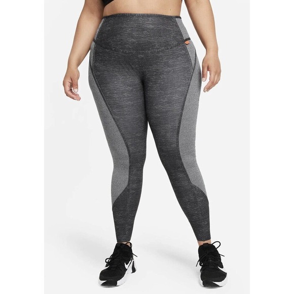 Nike Dri Fit One Luxe Leggings Size XXL Mid Rise Black/Heather gray Women's - Picture 1 of 12